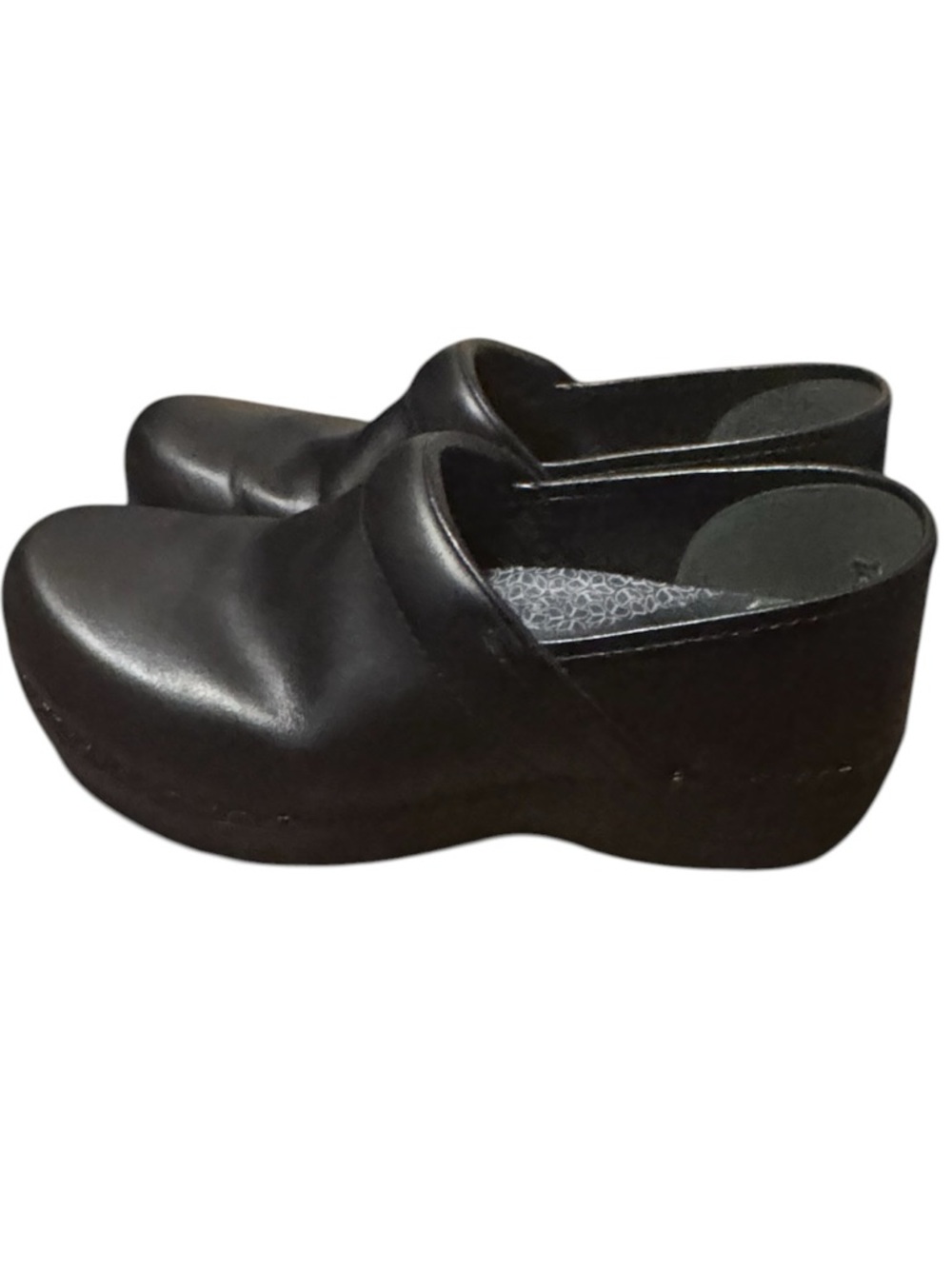 Dansko Black Leather Slip-On Shoes Clogs Size 39 Non Slip Unisex